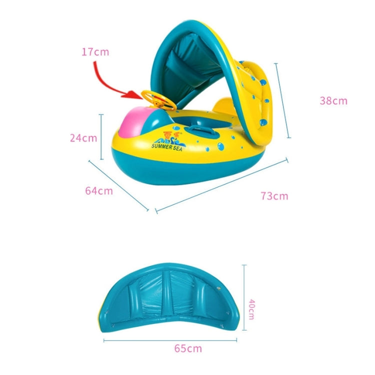 Assento de segurança insuflável para natação com proteção solar em forma de anel para bebé e crianças, tamanho insuflado: 72cm x 65cm x 58cm, assento barco