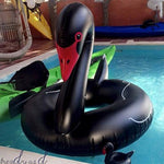 Anel de Segurança Inflável Flutuante em Forma de Cisne para Piscina, Tamanho Inflado: 110cm, Cisne Preto 110cm, Cisne Branco 110cm