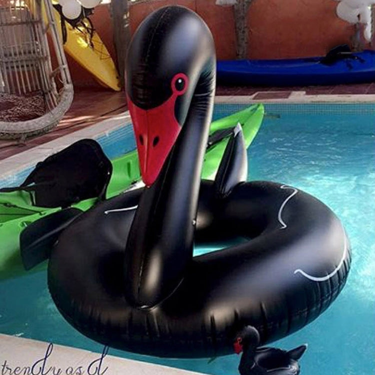 Anel de Segurança Inflável Flutuante em Forma de Cisne para Piscina, Tamanho Inflado: 110cm, Cisne Preto 110cm, Cisne Branco 110cm
