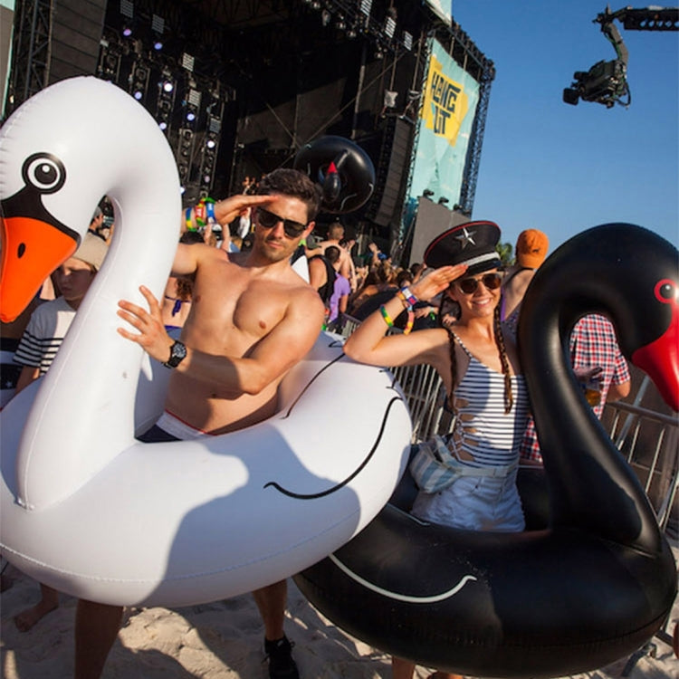 Anel de Segurança Inflável Flutuante em Forma de Cisne para Piscina, Tamanho Inflado: 110cm, Cisne Preto 110cm, Cisne Branco 110cm