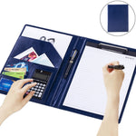 Pasta de Documentos de Couro Estilo Empresarial para Escritório com Bloco de Notas A4 de 30 Páginas e Calculadora