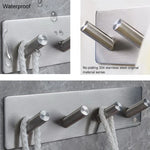 Stainless Steel Four Oblique Row Hook Bathroom Non-perforated Storage Clothes Rack, Four Oblique Row Hook