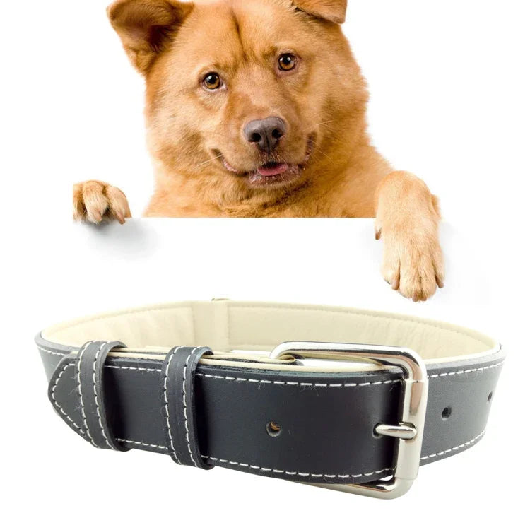 Coleira de Couro para Cão Produtos para Animais de Estimação Coleira para Cães Grandes, Tamanho: L, 2.5 * 51cm, Tamanho: L