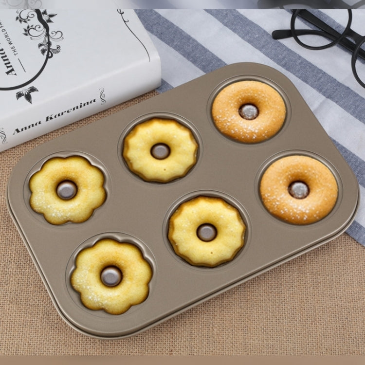 Molde para Bolachas em Forma de Rosquinhas com 3 Flores, Dourado, 6 Copos, Molde para Bolos, Ferramentas de Cozinha para Cozedura