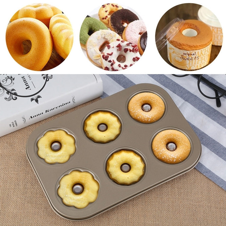 Molde para Bolachas em Forma de Rosquinhas com 3 Flores, Dourado, 6 Copos, Molde para Bolos, Ferramentas de Cozinha para Cozedura