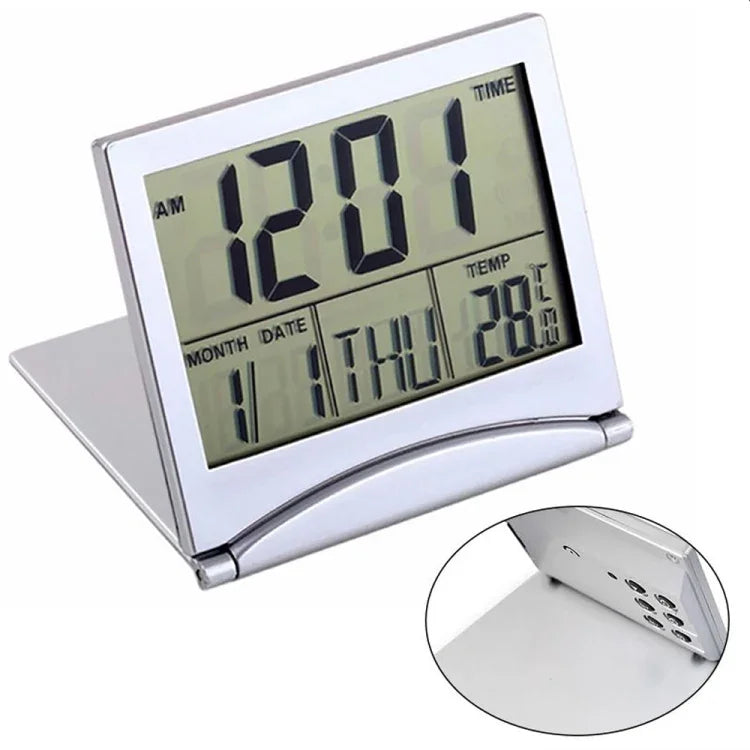 Relógio de Viagem Digital Dobrável com Alarme e Ecrã LCD MT-033, MT-033