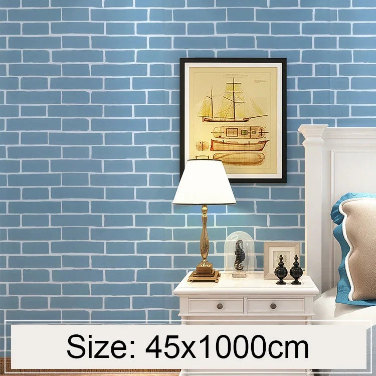 Papel de Parede Decorativo Criativo 3D Tijolo Mediterrânico, Adesivos para Parede de Quarto e Sala, Rolo de Papel de Parede Impermeável, Tamanho: 45 x 1000cm, Tijolo mediterrânico