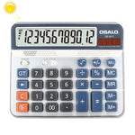 Calculadora de Secretária OSALO OS-6815 com 12 Dígitos, Energia Solar e Dupla Alimentação, OS-6815
