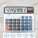 Calculadora de Secretária OSALO OS-6815 com 12 Dígitos, Energia Solar e Dupla Alimentação, OS-6815
