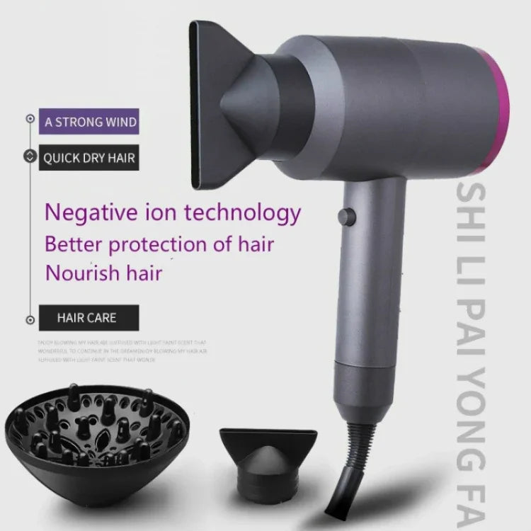 Secador de Cabelo Silencioso de Alta Potência para Uso Doméstico, Secador de Cabelo com Íons Negativos, Temperatura Constante Quente e Frio, Ficha UE, Ficha UE