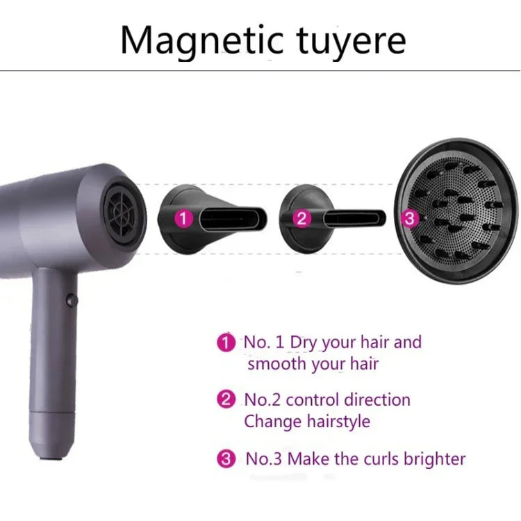 Secador de Cabelo Silencioso de Alta Potência para Uso Doméstico, Secador de Cabelo com Íons Negativos, Temperatura Constante Quente e Frio, Ficha UE, Ficha UE