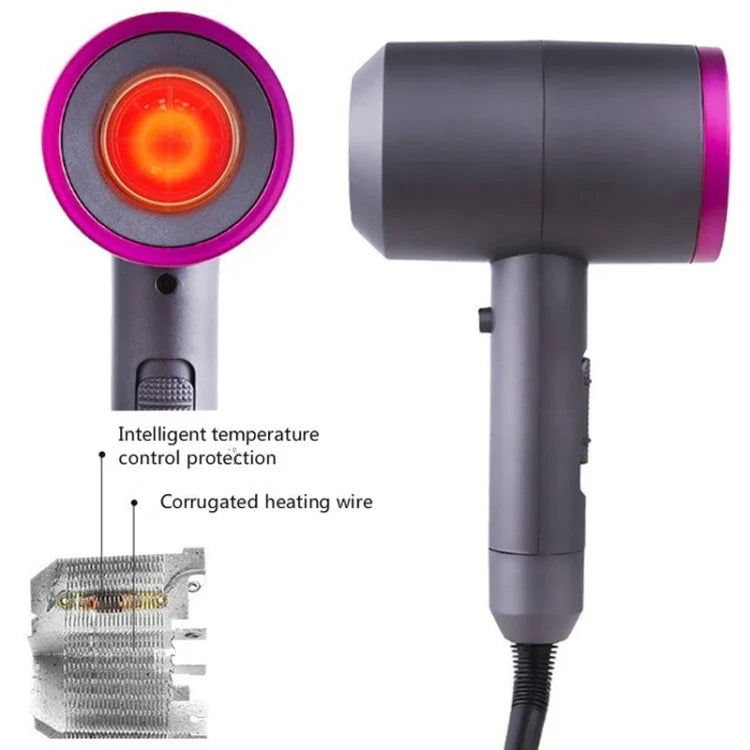 Secador de Cabelo Silencioso de Alta Potência para Uso Doméstico, Secador de Cabelo com Íons Negativos, Temperatura Constante Quente e Frio, Ficha UE, Ficha UE