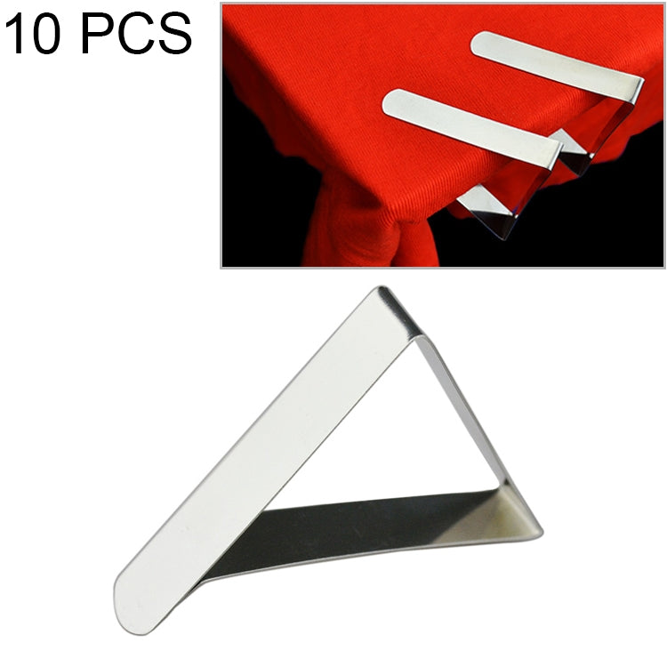 10 unidades de clipes de toalha de mesa em aço inoxidável, suporte de grampo triangular ajustável