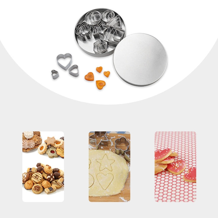Conjunto de 24 Moldes de Biscoitos DIY em Aço Inoxidável Ferramentas de Cozedura Geométricas (Octógono), HC4340A, HC4340B, HC4340C