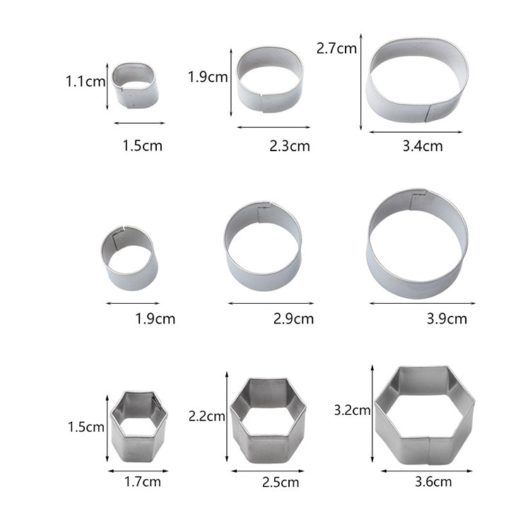 Conjunto de 24 Moldes de Biscoitos DIY em Aço Inoxidável Ferramentas de Cozedura Geométricas (Octógono), HC4340A, HC4340B, HC4340C