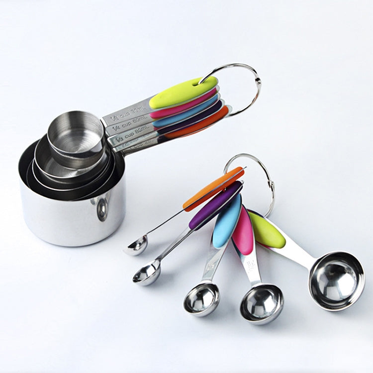 Conjunto de 10 colheres medidoras coloridas em aço inoxidável kn650, ferramenta para moldar bolos, 10 em 1 colher medidora (colorida)