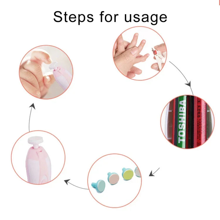 Aparador de Unhas para Bebé 6 em 1, Kit de Ferramentas com Dispositivo Elétrico de Manicure e Lixagem