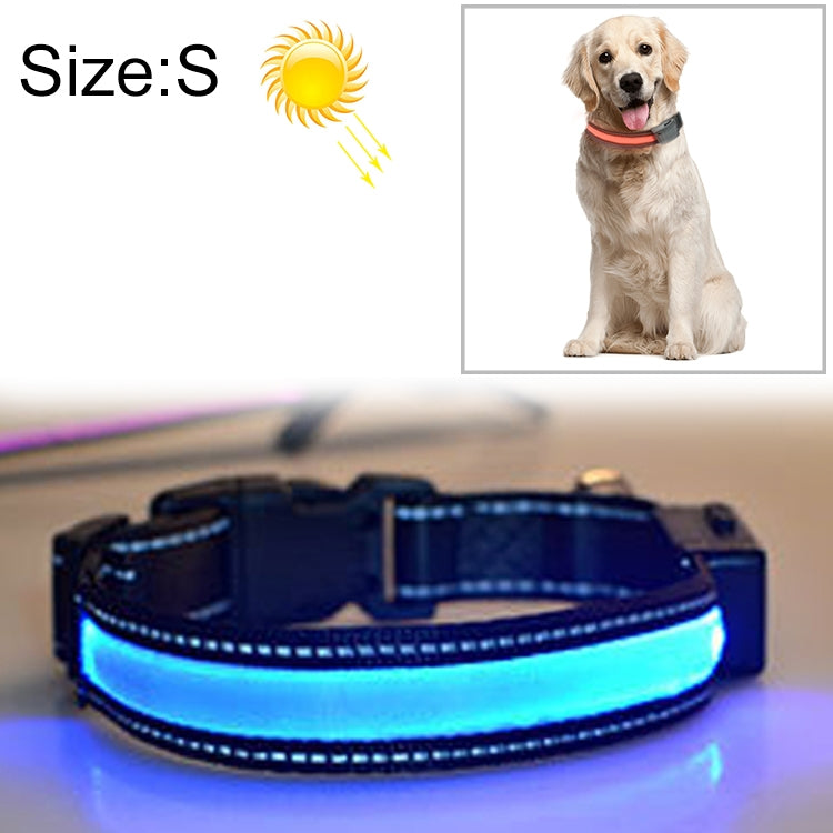 Coleira LED para Cão Médio e Grande com Carregamento Solar + USB, Circunferência do Pescoço: S, 35-40cm, Tamanho: S