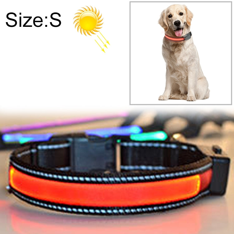 Coleira LED para Cão Médio e Grande com Carregamento Solar + USB, Circunferência do Pescoço: S, 35-40cm, Tamanho: S