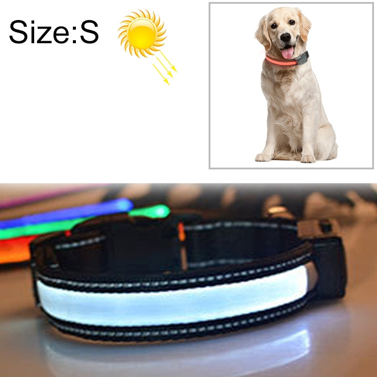 Coleira LED para Cão Médio e Grande com Carregamento Solar + USB, Circunferência do Pescoço: S, 35-40cm, Tamanho: S