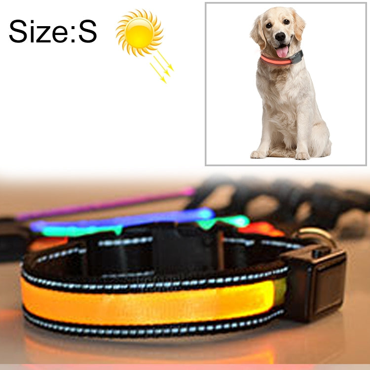 Coleira LED para Cão Médio e Grande com Carregamento Solar + USB, Circunferência do Pescoço: S, 35-40cm, Tamanho: S