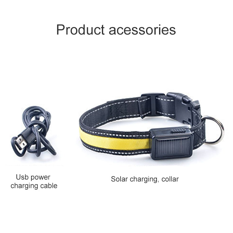 Coleira LED para Cão Médio e Grande com Carregamento Solar + USB, Circunferência do Pescoço: L, 50-60cm, Tamanho: L