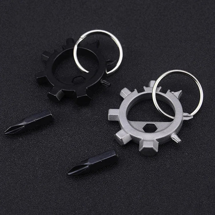 Chaveiro multifunções portátil com chave de fendas para reparação de bicicletas, chave de fendas (prateado), chave de fendas (preto)