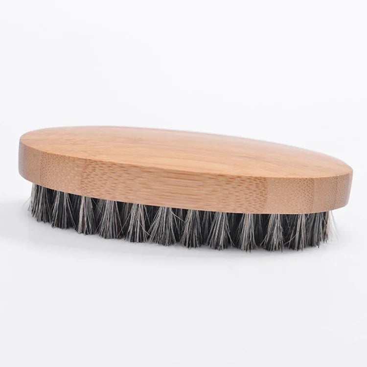 Pente para Barba Masculina com Cerdas de Javali e Cabo de Madeira, Pente com Cerdas de Javali