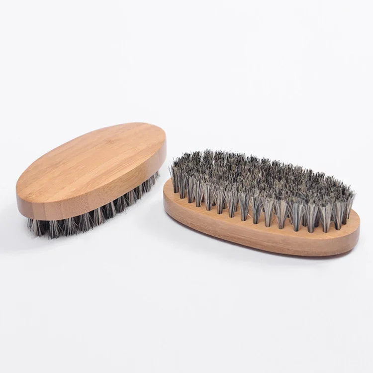 Pente para Barba Masculina com Cerdas de Javali e Cabo de Madeira, Pente com Cerdas de Javali