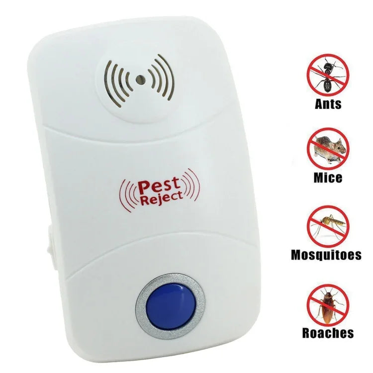 Repelente Eletrónico Ultrassónico para Mosquitos e Ratos com Luz LED, Ficha UK, AC90V-250V