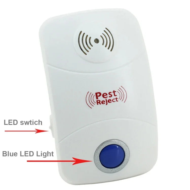 Repelente Eletrónico Ultrassónico para Mosquitos e Ratos com Luz LED, Ficha UK, AC90V-250V
