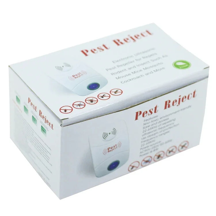 Repelente Eletrónico Ultrassónico para Mosquitos e Ratos com Luz LED, Ficha UK, AC90V-250V