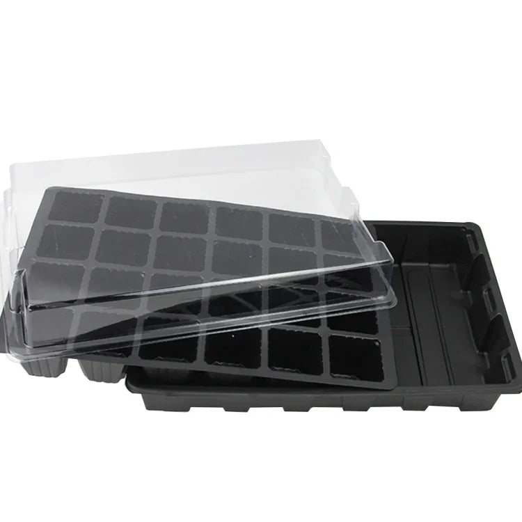Tabuleiro para Mudas Prato para Germinação com 24 Furos Vasos de Viveiro Tampa Caixa para Jardinagem Bonsai Mini Estufa Prato de Viveiro Três Conjuntos, 2 PCS