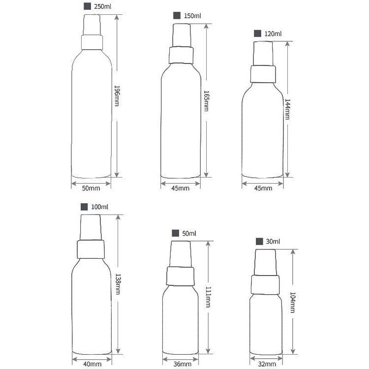 Atomizadores de Névoa Fina Recarregáveis em Vidro com Frasco de Alumínio, 100ml, 100ml