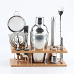 Conjunto de Ferramentas para Cocktail em Aço Inoxidável 11 em 1 com Suporte de Madeira, Capacidade: 350ml