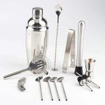 Conjunto de Ferramentas para Cocktail Shaker em Aço Inoxidável 14 em 1 com Suporte de Bambu, Capacidade: 750ml, 750ml, Bambu