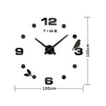 Relógio Silencioso de Parede com Adesivos 3D de Espelho DIY Sem Moldura para Decoração de Quarto, Escritório e Casa, Tamanho: 100*100cm, 3M006 (Preto), 3M006 (Prateado)