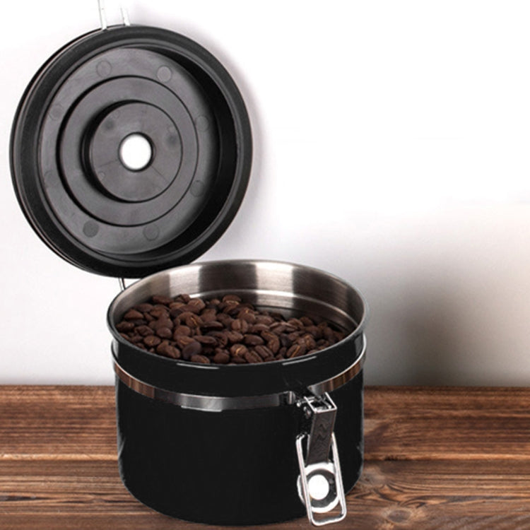 Recipiente de armazenamento de alimentos, café moído e grãos em aço inoxidável de 800ml com válvula de ventilação de gás CO2 incorporada e calendário