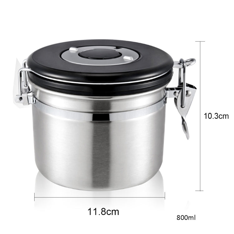 Recipiente de armazenamento de alimentos, café moído e grãos em aço inoxidável de 800ml com válvula de ventilação de gás CO2 incorporada e calendário