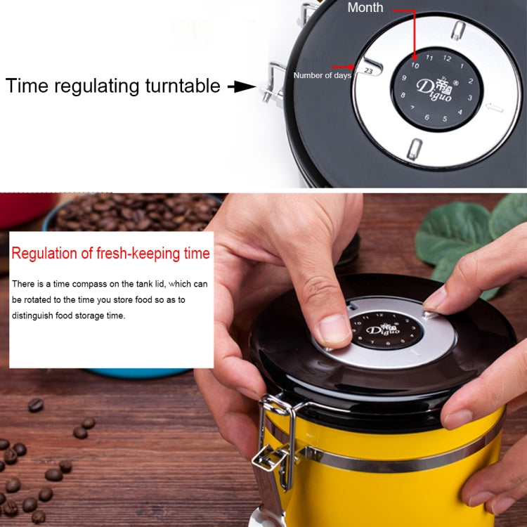 Recipiente de armazenamento de alimentos, café moído e grãos em aço inoxidável de 800ml com válvula de ventilação de gás CO2 incorporada e calendário