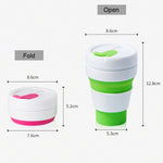 Caneca de Viagem Dobrável de Silicone para Café e Chá de Bolso 350ml com Tampa