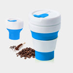 Caneca de Viagem Dobrável de Silicone para Café e Chá de Bolso 350ml com Tampa