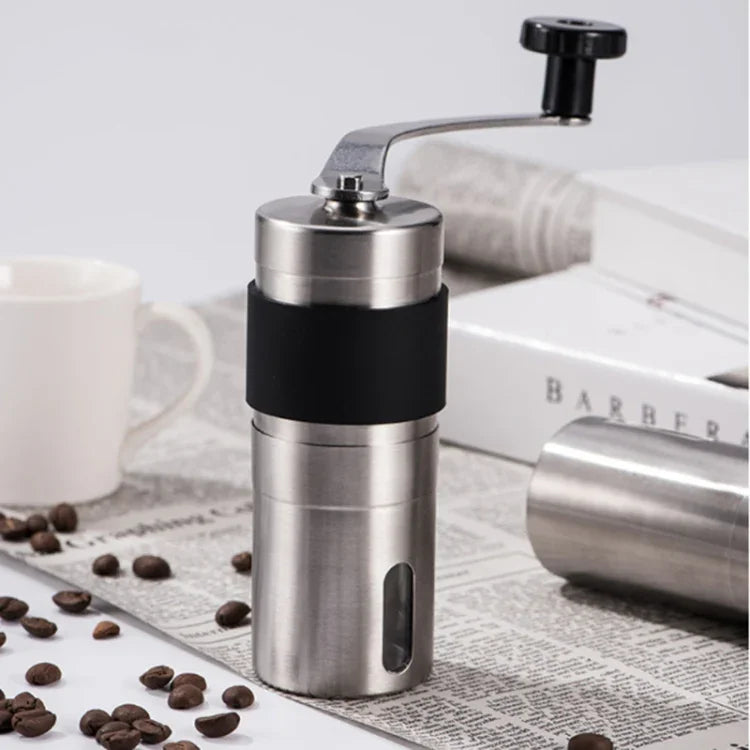 Moinho Manual Portátil de Café com Manivela em Aço Inoxidável e Mós Cónicas com Anel de Silicone, Capacidade: 40g, Capacidade: 40g