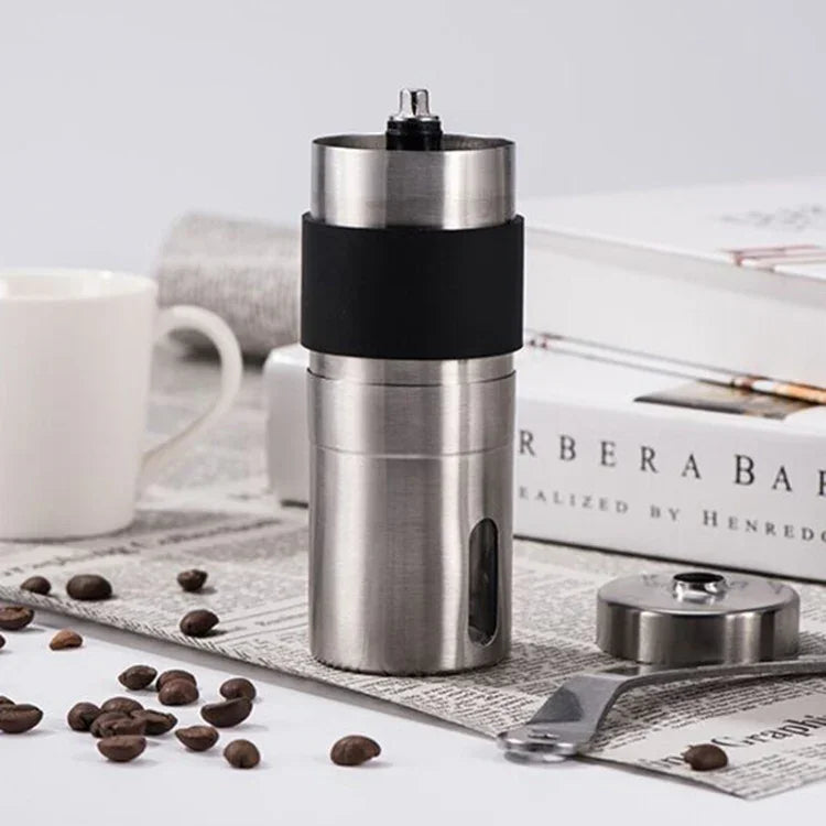 Moinho Manual Portátil de Café com Manivela em Aço Inoxidável e Mós Cónicas com Anel de Silicone, Capacidade: 40g, Capacidade: 40g