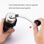Moinho Manual Portátil de Café com Manivela em Aço Inoxidável e Mós Cónicas com Anel de Silicone, Capacidade: 40g, Capacidade: 40g