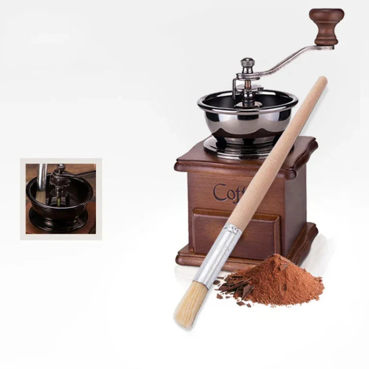 2 Escovas de Limpeza para Moedor de Café com Cabo de Madeira, Comprimento: 19,5cm, Escova de Limpeza