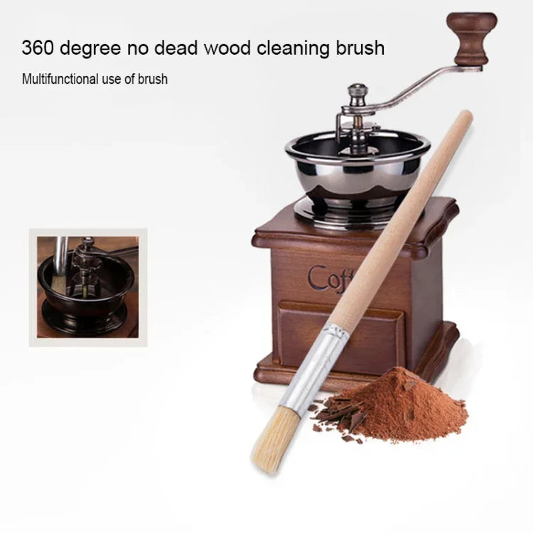 2 Escovas de Limpeza para Moedor de Café com Cabo de Madeira, Comprimento: 19,5cm, Escova de Limpeza