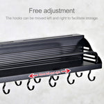 A Version 80cm 3 Cups 10 Hooks Kitchen Multi-function Wall-mounted Condiment Storage Rack, A Version 80cm 3 Cups