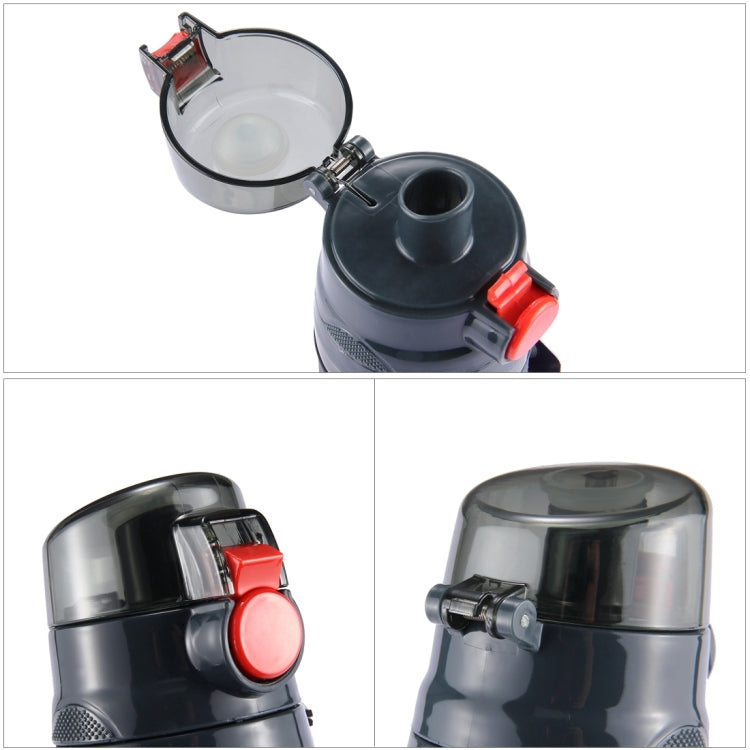 Teloy TNY-9601 Garrafa Portátil com Tampa de Pressão de 650ML, Copo Espacial, Temperatura Aplicável da Água: ﹣20 ~ 120 Graus Celsius, TNY-9601 (Cinza Escuro + Vermelho)