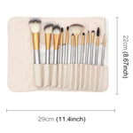 Kit de Ferramentas de Pincéis de Maquilhagem de Beleza Bege de Alta Qualidade 12 em 1, Tamanho: 22*29cm